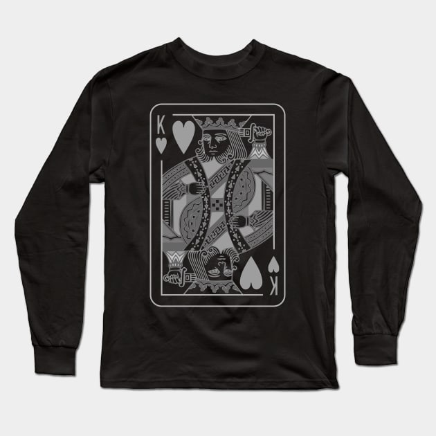 King of Hearts Grayscale Long Sleeve T-Shirt by inotyler